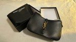 YSL Black Leather Hobo Shoulder Bag