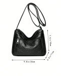 Women's Soft Leather Black Crossbody Shoulder Bag