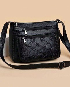 Soft Leather Black Crossbody Bag for Women