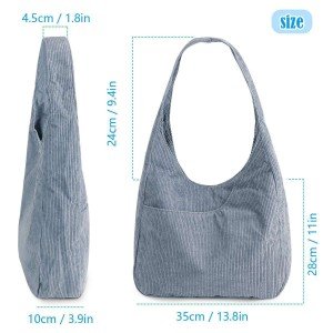Large Corduroy Hobo Tote Bag for Women