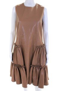 Adeam Camel Ruched Dress for Women, Size M