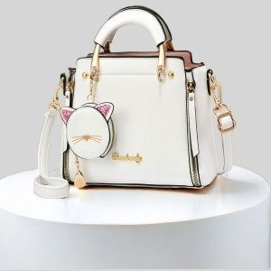 Chic White Faux Leather Crossbody Bag for Women