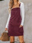 CUPSHE Women’s Corduroy Mini Fall Dress - Wine Red