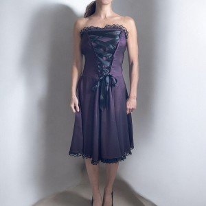 Purple Satin Strapless Corset Bridesmaid Dress