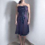 Purple Satin Strapless Corset Bridesmaid Dress