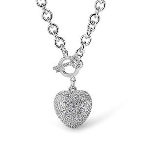 Elegant 925 Sterling Silver Heart Pendant Necklace