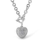 Elegant 925 Sterling Silver Heart Pendant Necklace