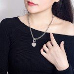 Elegant 925 Sterling Silver Heart Pendant Necklace