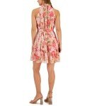 Floral-Print Mock-Neck A-Line Dress for Women