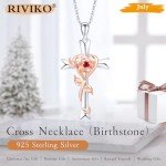 Trendy 925 Sterling Silver Cross Birthstone Necklace