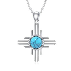Zia Sun Symbol Necklace with Turquoise Pendant