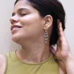 Silver Black Onyx Dangle Earrings for Women