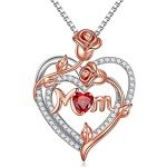 Heart Necklace for Moms with January Birthstone