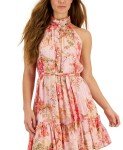Floral-Print Mock-Neck A-Line Dress for Women