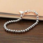 Minimalist 925 Sterling Silver Bead Bracelet for Women