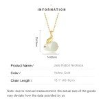 Elegant 14K Gold Rabbit Necklace with Jade Pendant