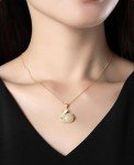 Elegant 14K Gold Rabbit Necklace with Jade Pendant