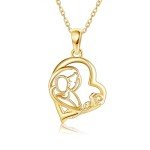 14k Gold Heart Pendant Necklace for Moms