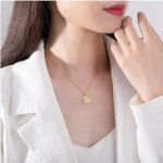 Elegant 14K Gold Rabbit Necklace with Jade Pendant