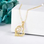 14k Gold Heart Pendant Necklace for Moms
