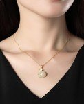 14K Gold Rabbit Necklace with Jade Pendant