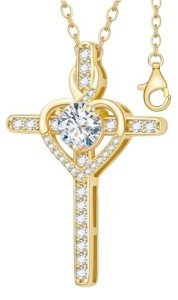 Moissanite Cross Necklace in S925 Silver for Women