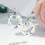 Aurora Borealis Crystal Hoop Earrings for Women