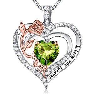 Heart Birthstone Necklace in Sterling Silver for Moms