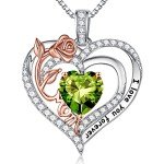 Heart Birthstone Necklace in Sterling Silver for Moms