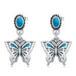 Turquoise Butterfly Earrings - 925 Sterling Silver