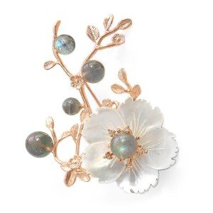 Elegant Pink Flower Rhinestone Brooch for Women