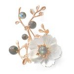 Elegant Pink Flower Rhinestone Brooch for Women