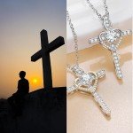Moissanite Cross Necklace in S925 Silver for Women