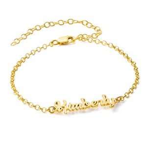 Personalized Name Anklet/Bracelet in Sterling Silver & Gold