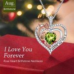 Heart Birthstone Necklace in Sterling Silver for Moms