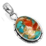 Colorful Spiny Oyster Silver Pendant Necklace for Women