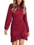 CUPSHE Women's Wine Red Ruched Mini Dress