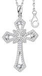 Elegant Moissanite Cross Necklace in White Gold