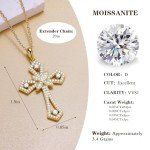 Elegant Moissanite Cross Necklace in White Gold
