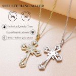 Elegant Moissanite Cross Necklace in White Gold