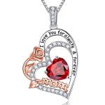 Mom Birthstone Necklace - Silver Rose Heart Jewelry