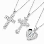 Elegant Moissanite Cross Necklace in White Gold