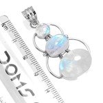 Rainbow Moonstone Silver Pendant Necklace for Women