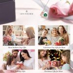 Mom Birthstone Necklace - Silver Rose Heart Jewelry