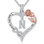 Sterling Silver Initial N Necklace for Women