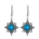Boho Turquoise Sun Symbol Earrings in Sterling Silver