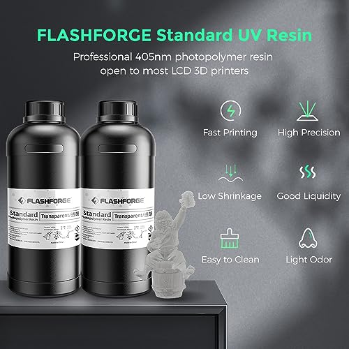 FlashForge Clear 3D Printer Resin - Fast Curing 1000G