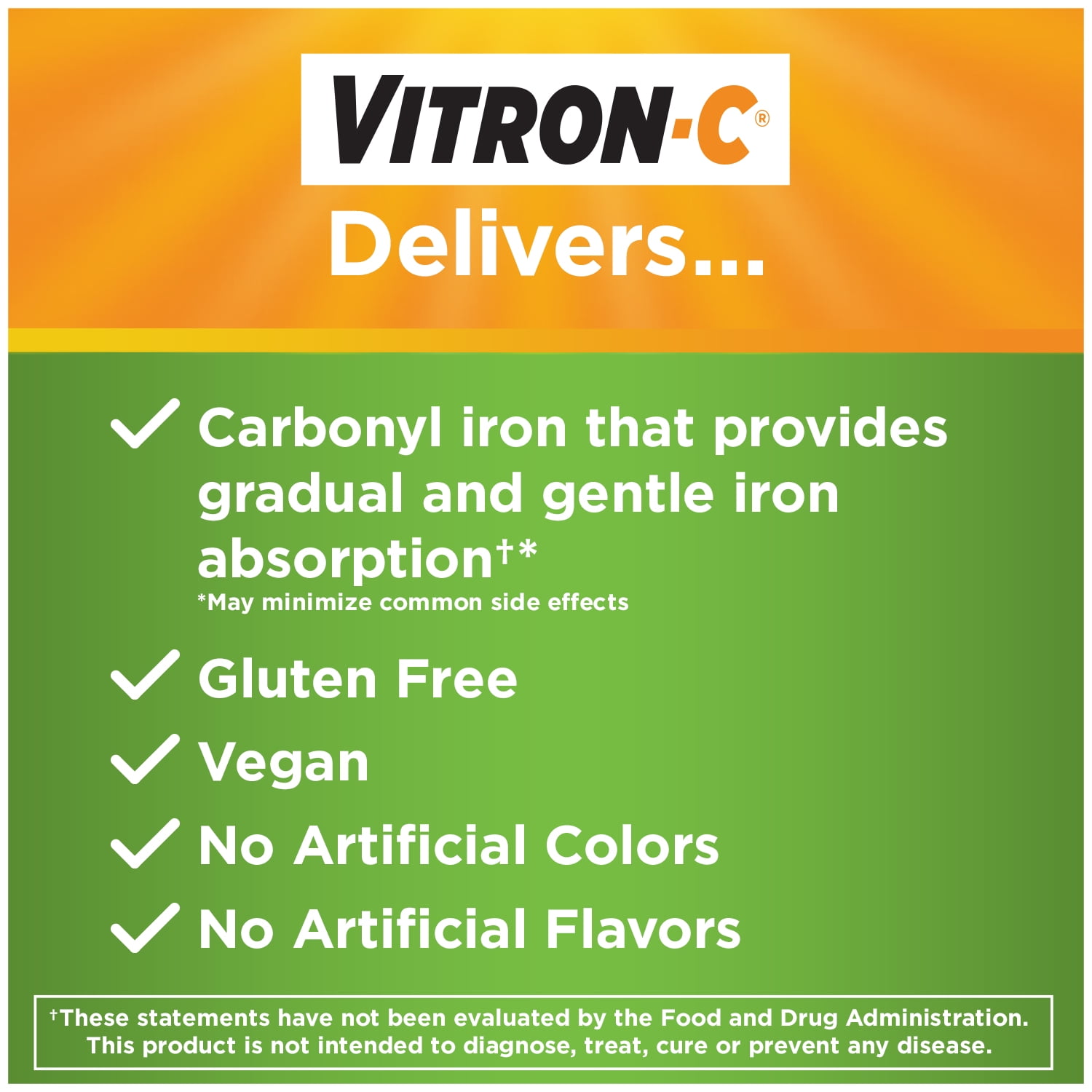 High-Potency Vitron-C Iron Supplement, 60 Count