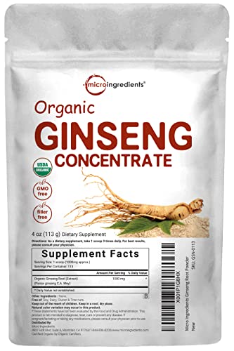 Organic Red Panax Ginseng Powder, 4 Oz, Max Strength