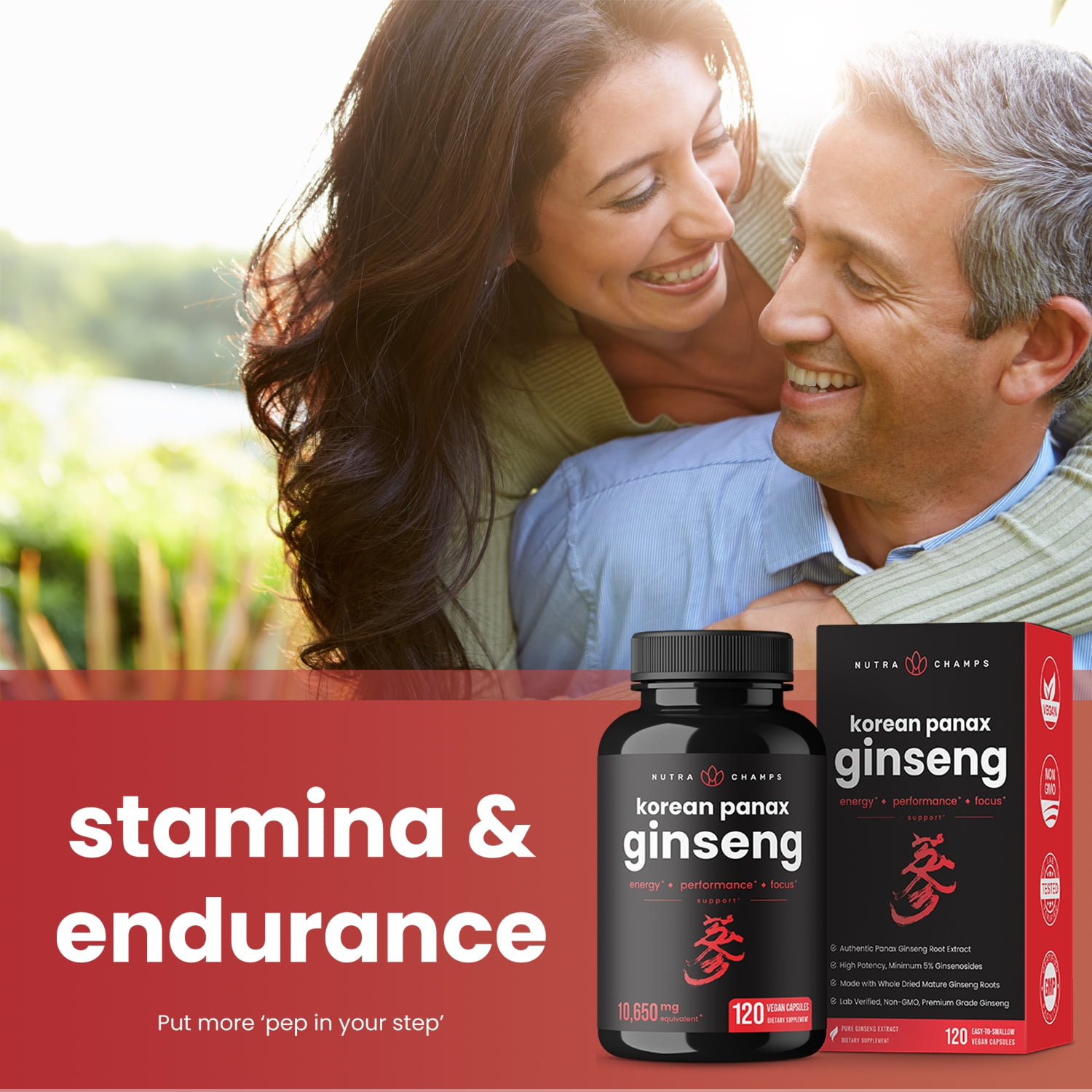120 Vegan Capsules of NutraChamps Red Ginseng